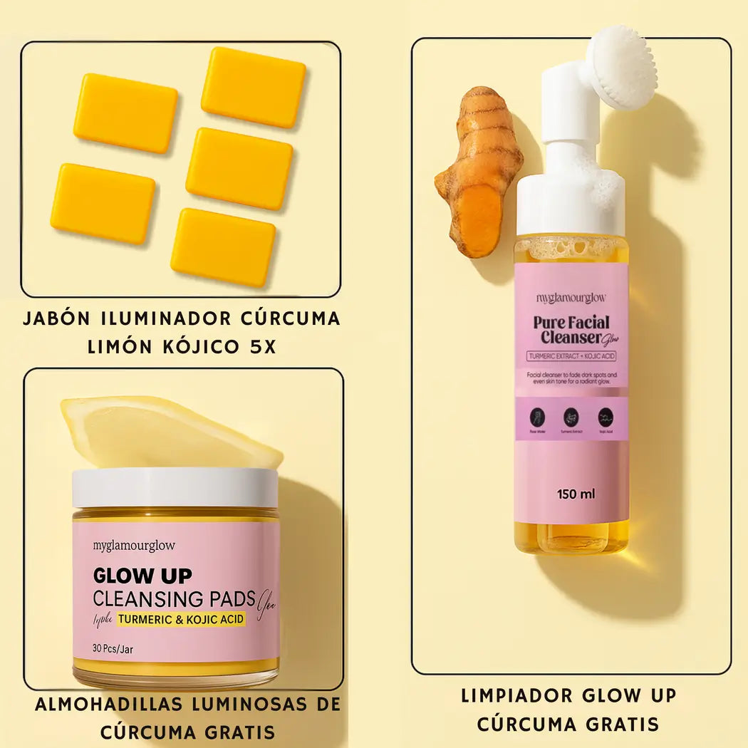 MyGlamourGlow Jabón Clarificante de Cúrcuma, Limón y Kójico