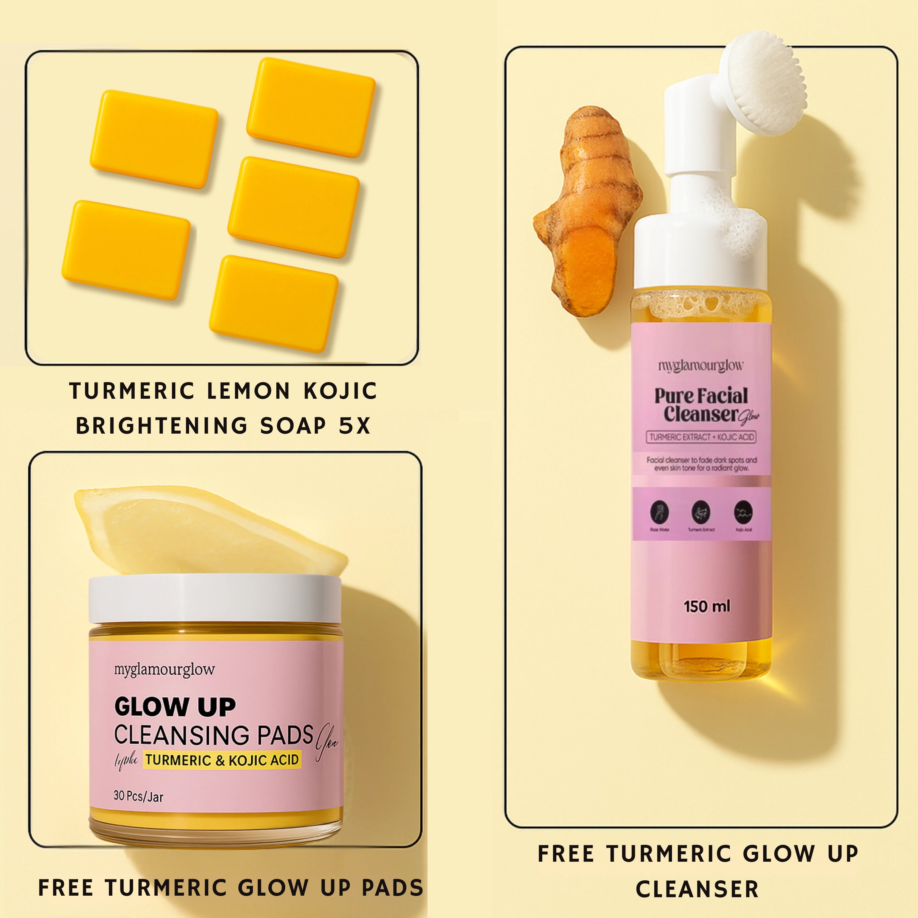 MyGlamourGlow Turmeric Lemon & Kojic Brightening Soap