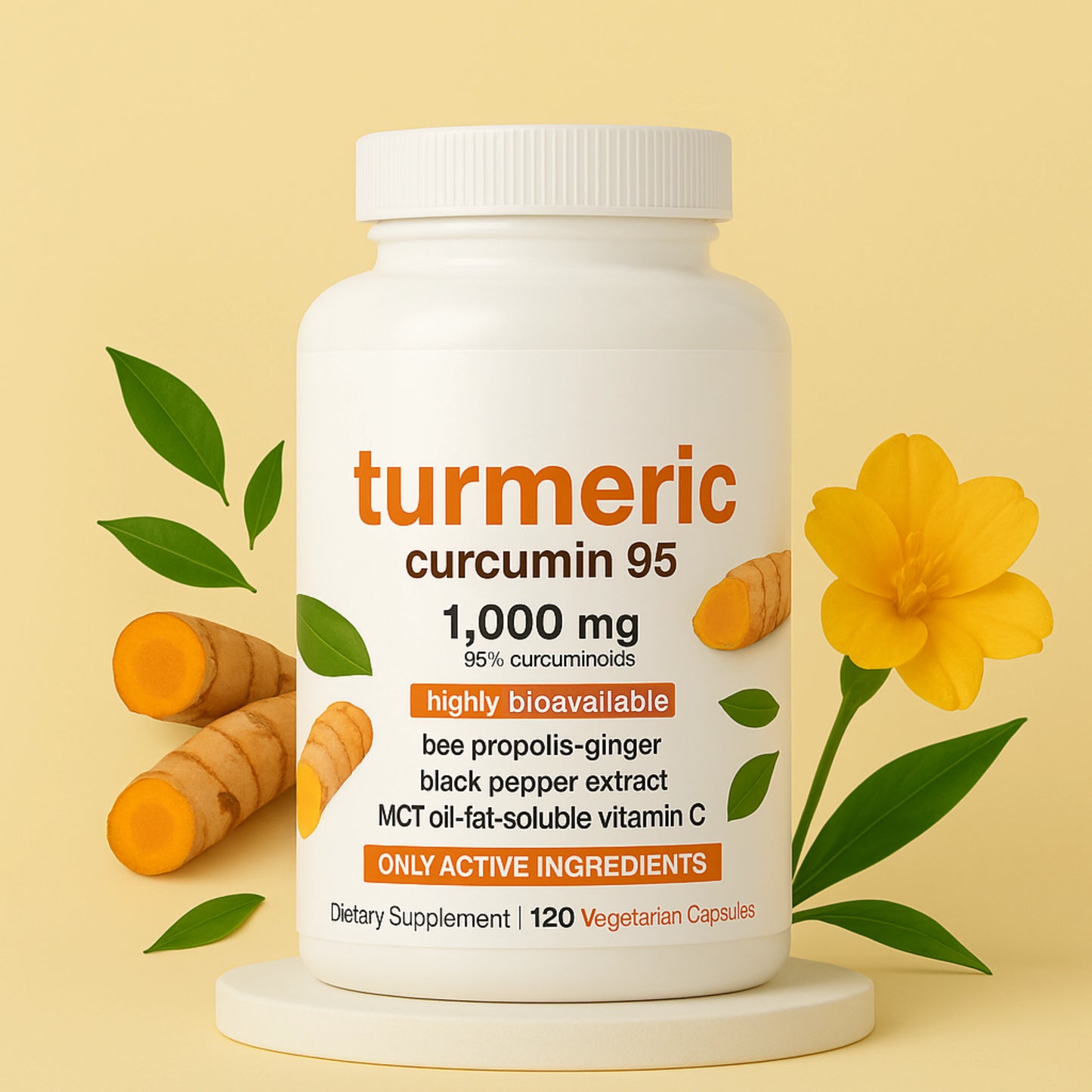 Turmeric Curcumin with Black Pepper & MCT Oil – 120 Capsules
