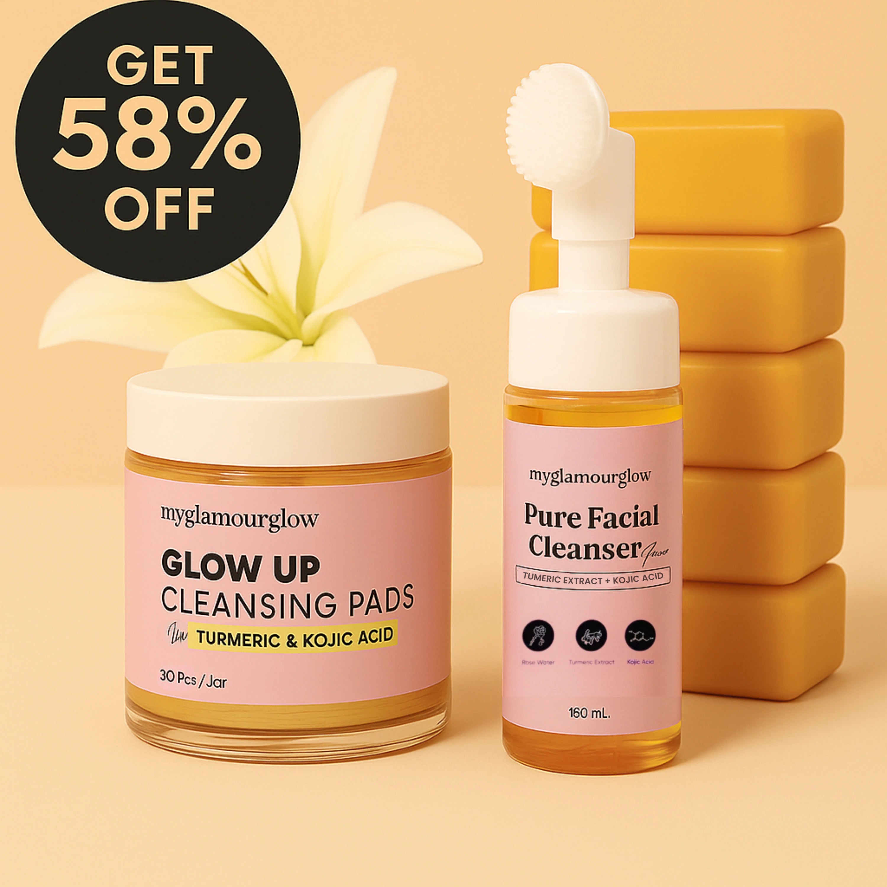 MyGlamourGlow Turmeric Lemon & Kojic Brightening Soap